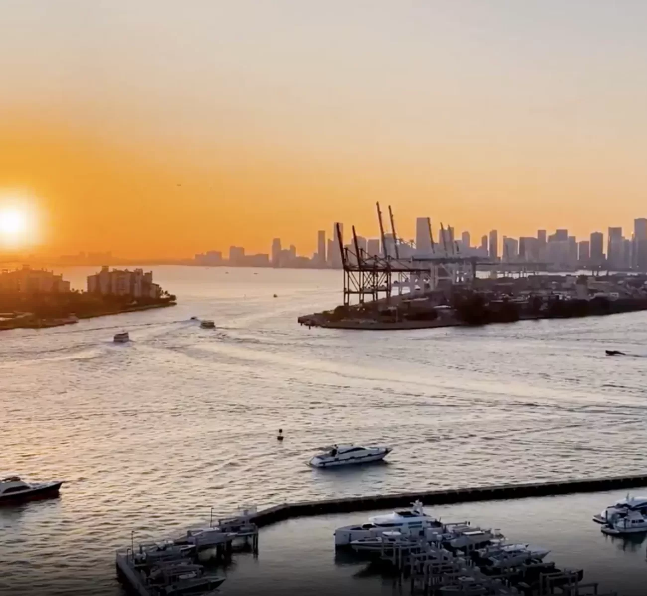 Miami Skyline and Waterfront at Sunset near Sharp Dentistry
