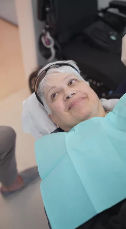 Dentist consulting patient